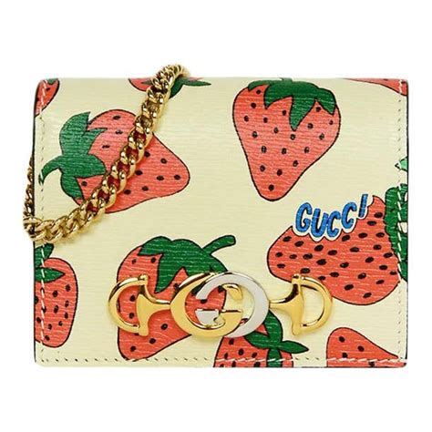 gucci wallet zumi strawberry|Gucci Ladies Zumi Strawberry Print Card Case Wallet.